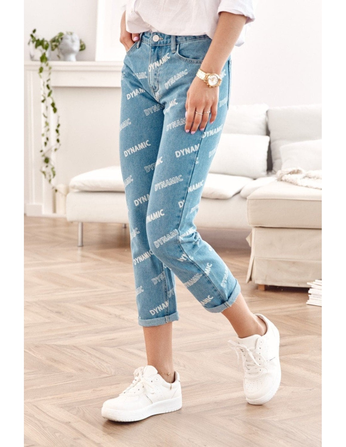 Pantaloni blugi cu inscriptii Boyfriend 1125 - Magazin online - Boutique